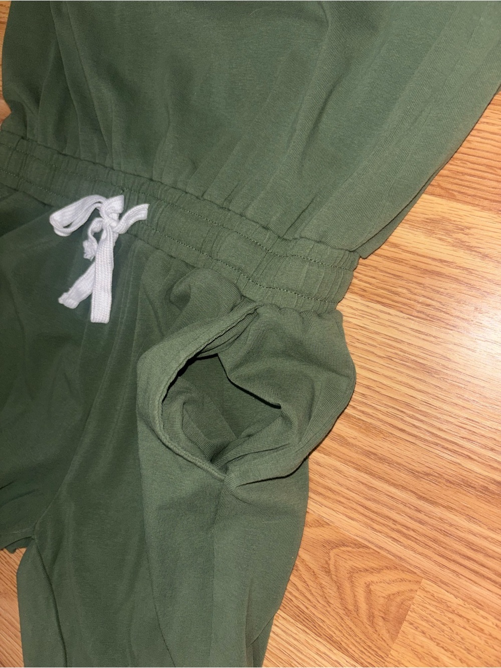 Sleeveless Drawstring Olive Jumpsuit with Button Placket - Picture 3 of 5